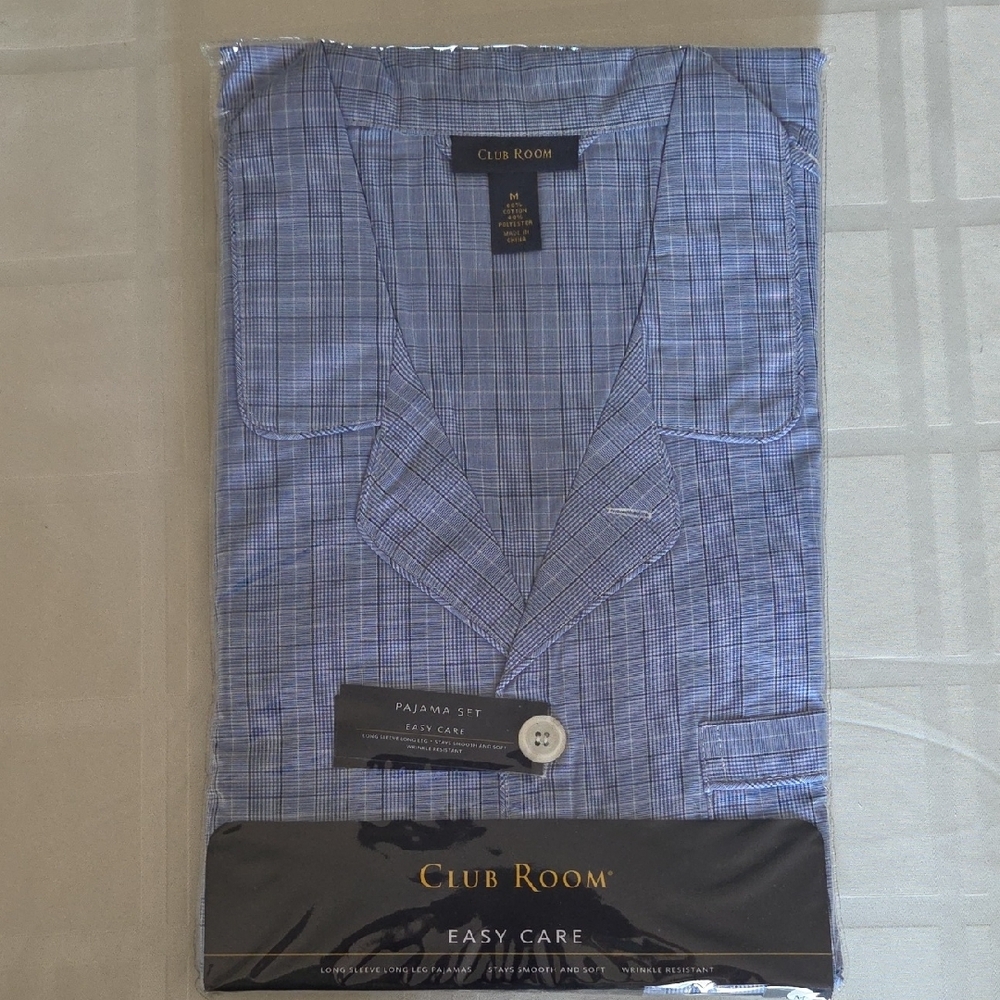 Club Room Blue Men's Pajamas with Classic Pattern